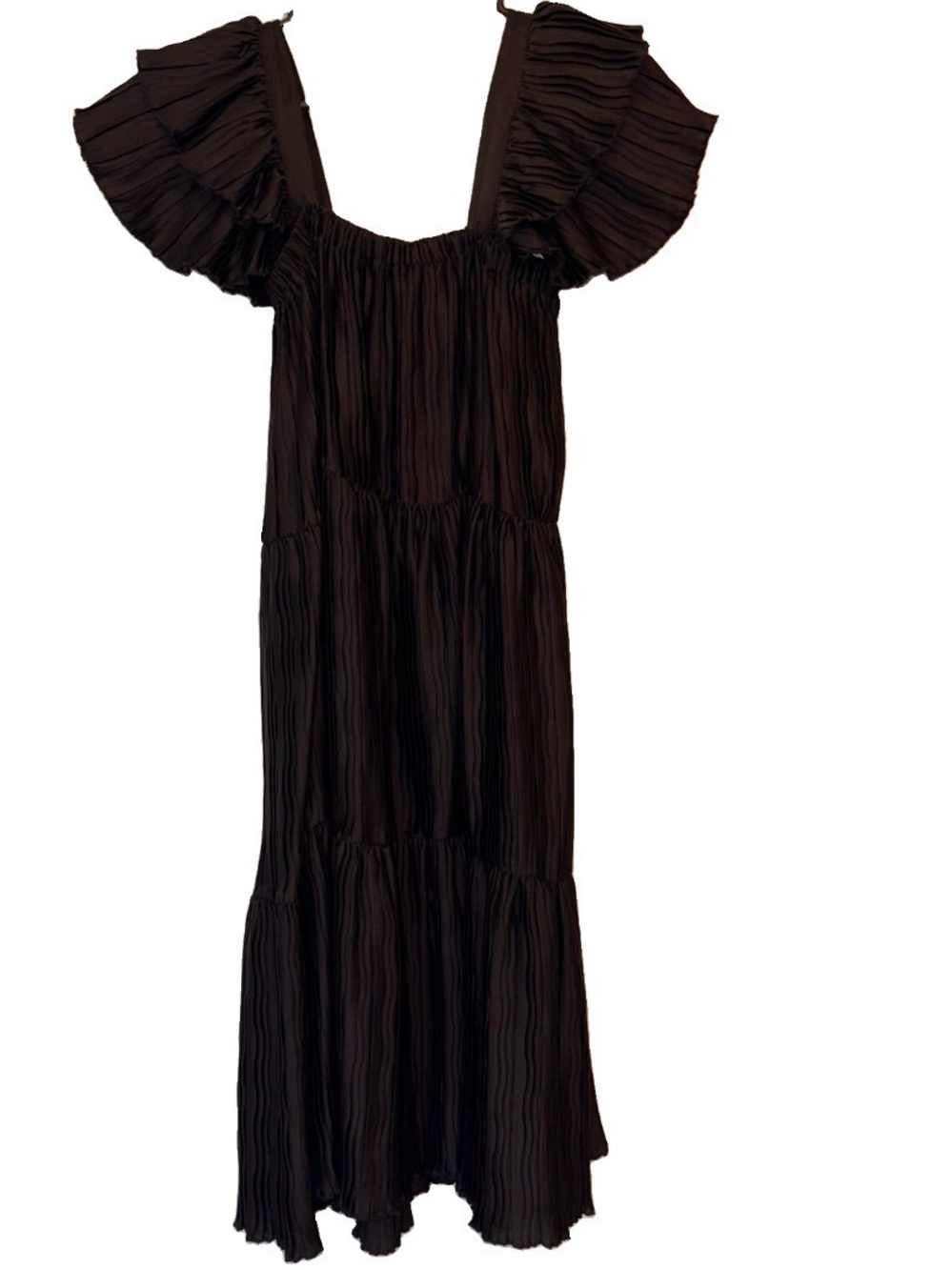 Black Ruffle-Sleeve Maxi Dress